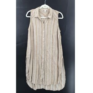 J. Jill Button Up Vest sleeveless tunic southwest stripe minimalist coastal M